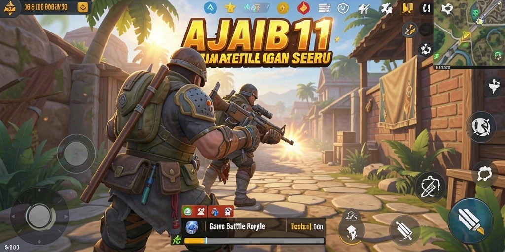 Gameplay AJAIB11 yang intens dan mengasyikkan dalam mode Battle Royale.