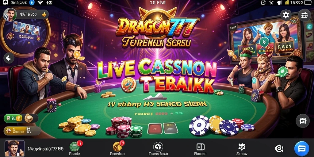 Screenshot utama DRAGON777 menunjukkan dealer ramah dalam permainan Live Casino.