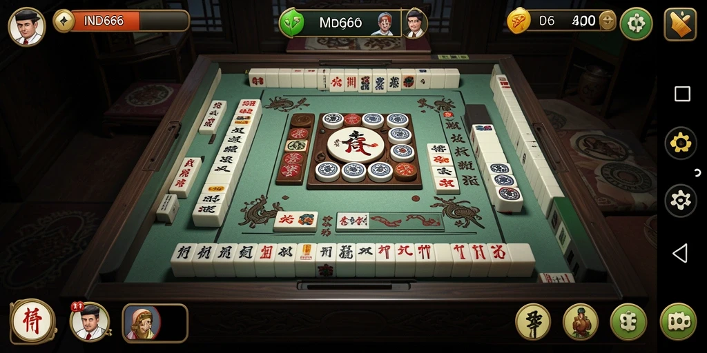 Tampilan gameplay menarik dari IND666 dengan ubin Mahjong berwarna-warni.