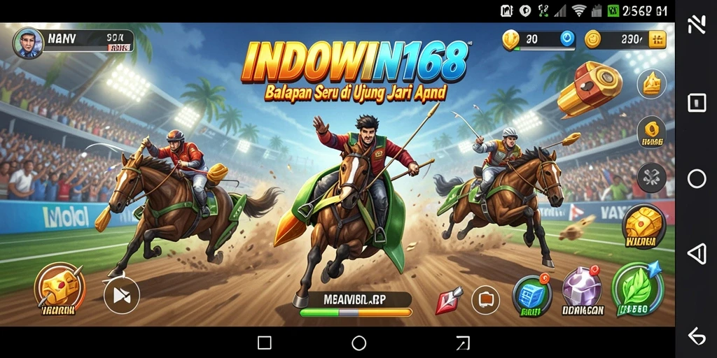 Tampilan gameplay seru INDOWIN168 dengan balapan yang mendebarkan.