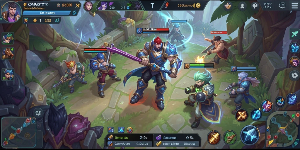 Tampilan menakjubkan dari gameplay <strong>KOMPASTOTO</strong> di arena pertarungan.