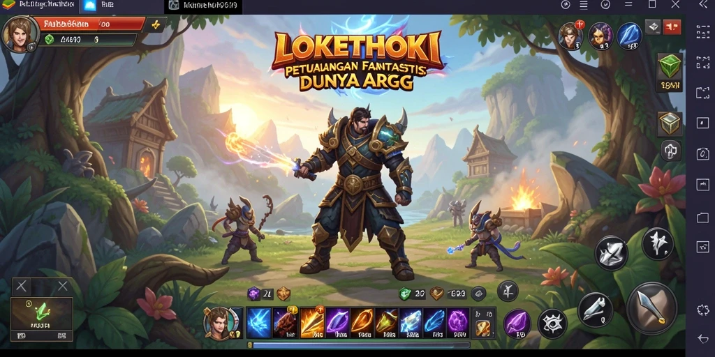 Tampilan gameplay aksi di dunia LOKETHOKI yang fantastis.