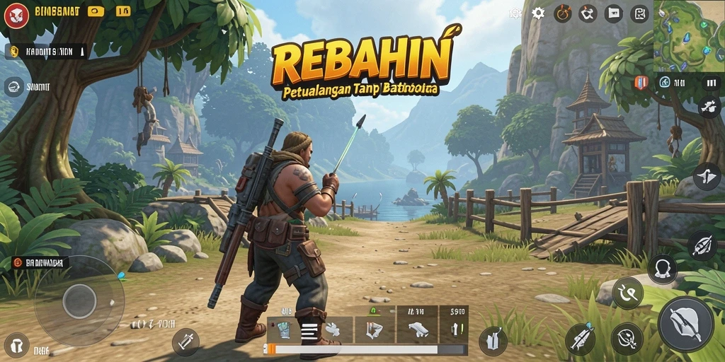 Screenshot gameplay REBAHIN yang menampilkan dunia terbuka yang luas.