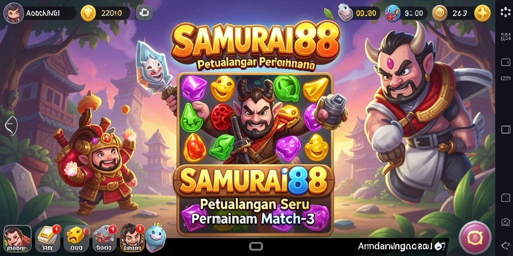 Tampilan gameplay <strong>SAMURAI88</strong> yang seru di level Match-3.