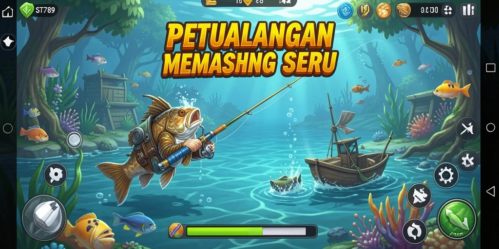 Tampilan gameplay ST789 dengan pengalaman memancing yang mendebarkan.