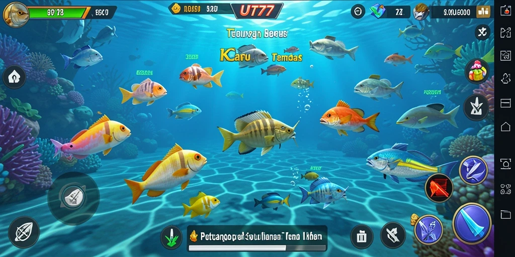 Screenshot menunjukkan keseruan gameplay Tembak Ikan di UT77.